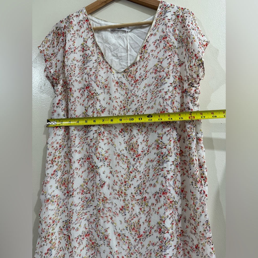 Majolica V-Neck White Midi Dress with Pink Floral Print - Picture 6 of 8